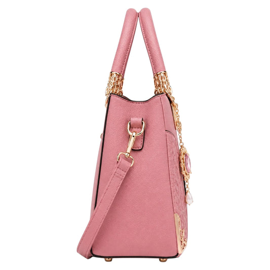 Bagstory Elegant Pink Crown Charm Handbag