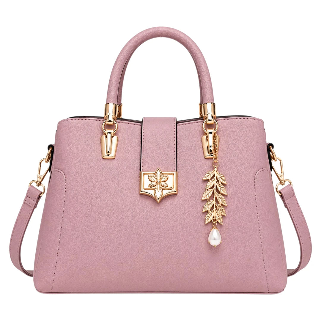 Bagstory Elegant Pink Floral Charm Handbag