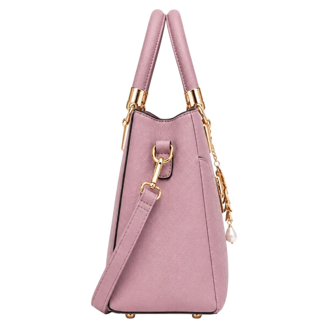 Bagstory Elegant Pink Floral Charm Handbag