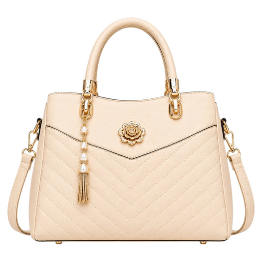 Bagstory Luxury Beige Quilted Handbag for Women