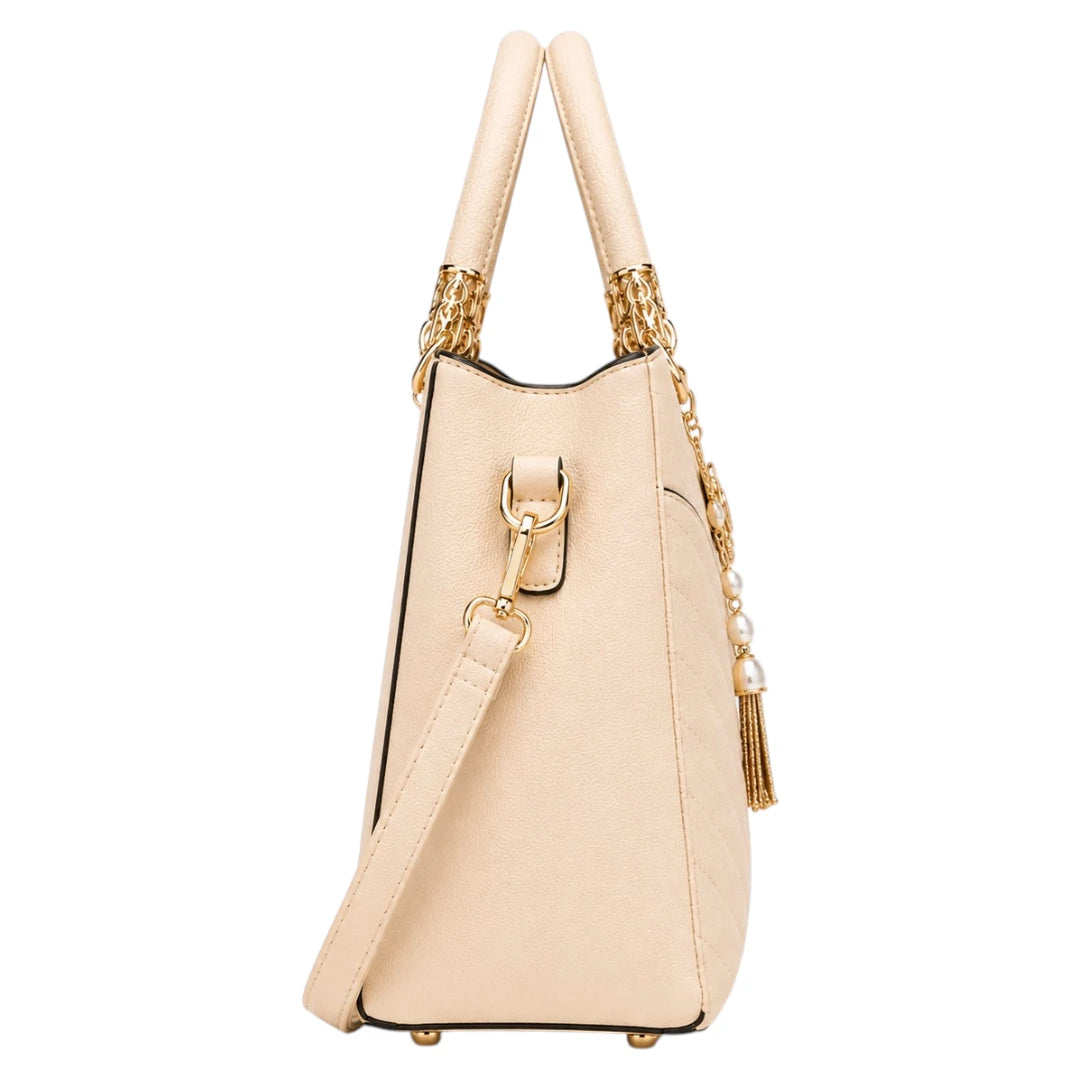 Bagstory Luxury Beige Quilted Handbag for Women